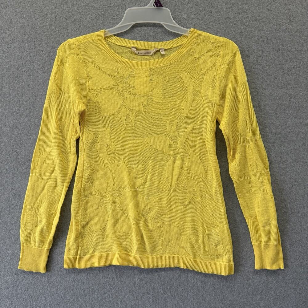 SOFT SURROUNDINGS Sweater Womens PXS Pointelle Women Knit Yellow Colorful